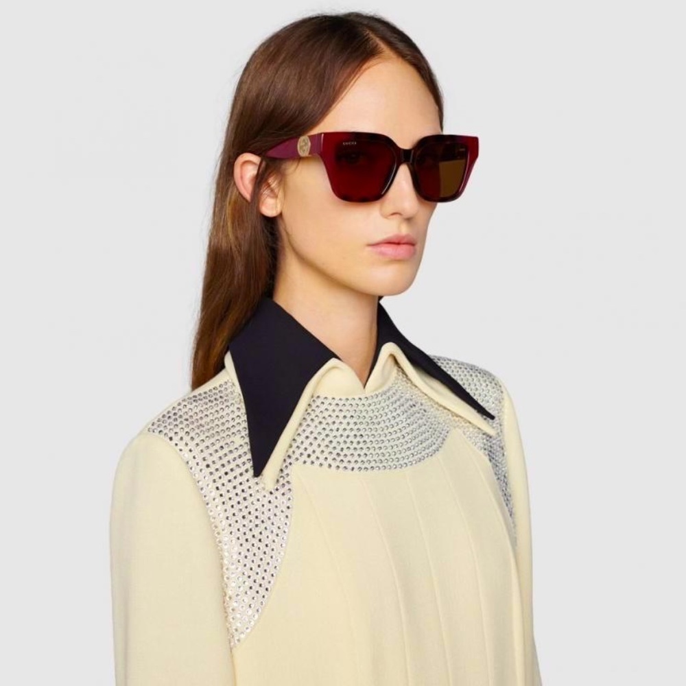 NWT Gucci GG1023S-003 Gold Cat Eye 54mm Sunglasses - Picture 4 of 13